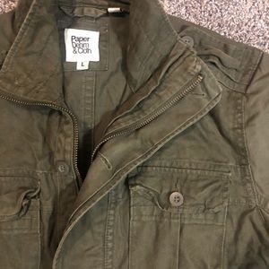 Olive Paper, Denim & Cloth Zip/Button Jacket